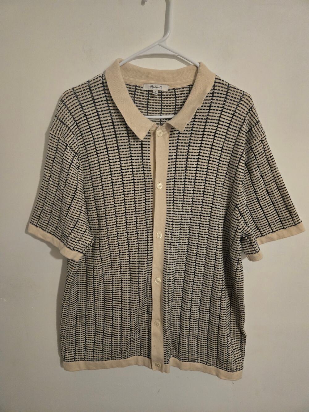 Madewell Button-Up Sweater Polo size M in vintage linen style NR105 100% cotton.